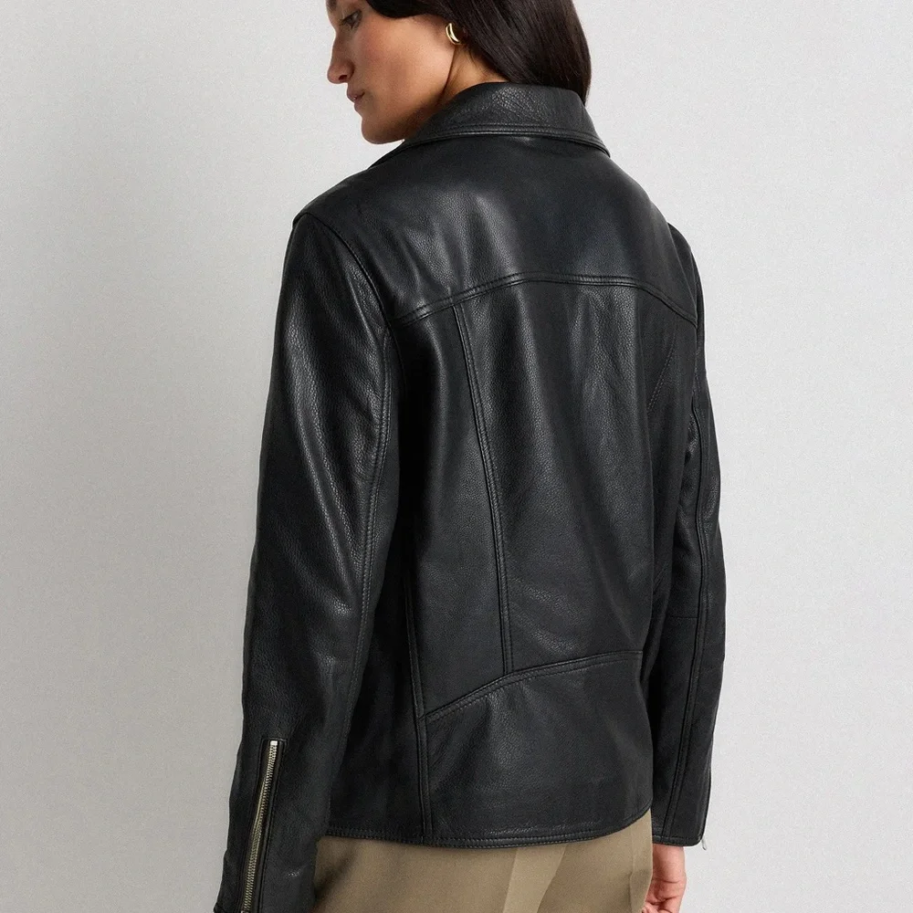 Quince 100% Leather Oversized Biker Jacket - XS - Picture 7 of 9